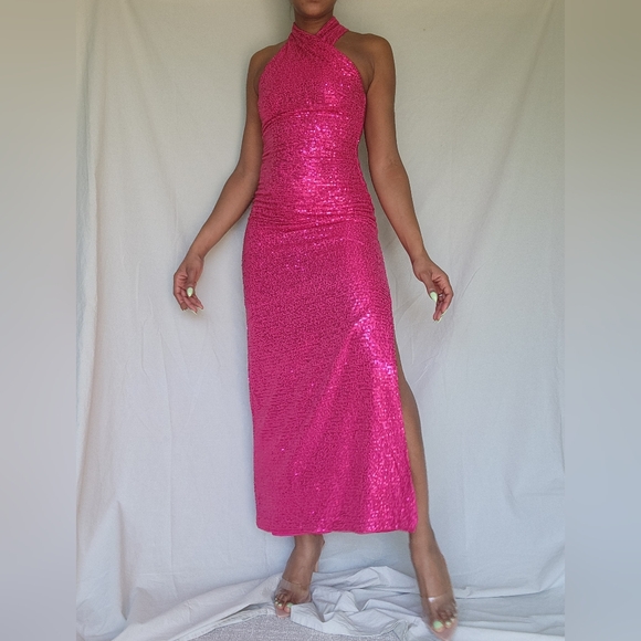 RACHEL Rachel Roy Dresses & Skirts - Women's Rachel Roy Harland Pink Sequins Gown With Slit
